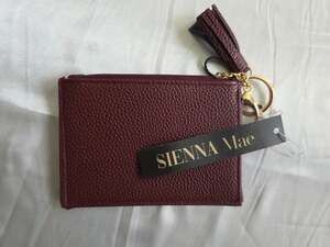 Sienna Mae Pebbled Leather Zip Card Holder Wallet with Tassel Keychain